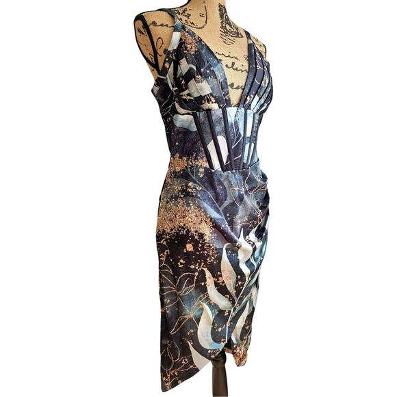 averie Kaylani Draped Midi Dress Floral Magic Print, NWT, NEW, Sz M - Picture 3 of 12